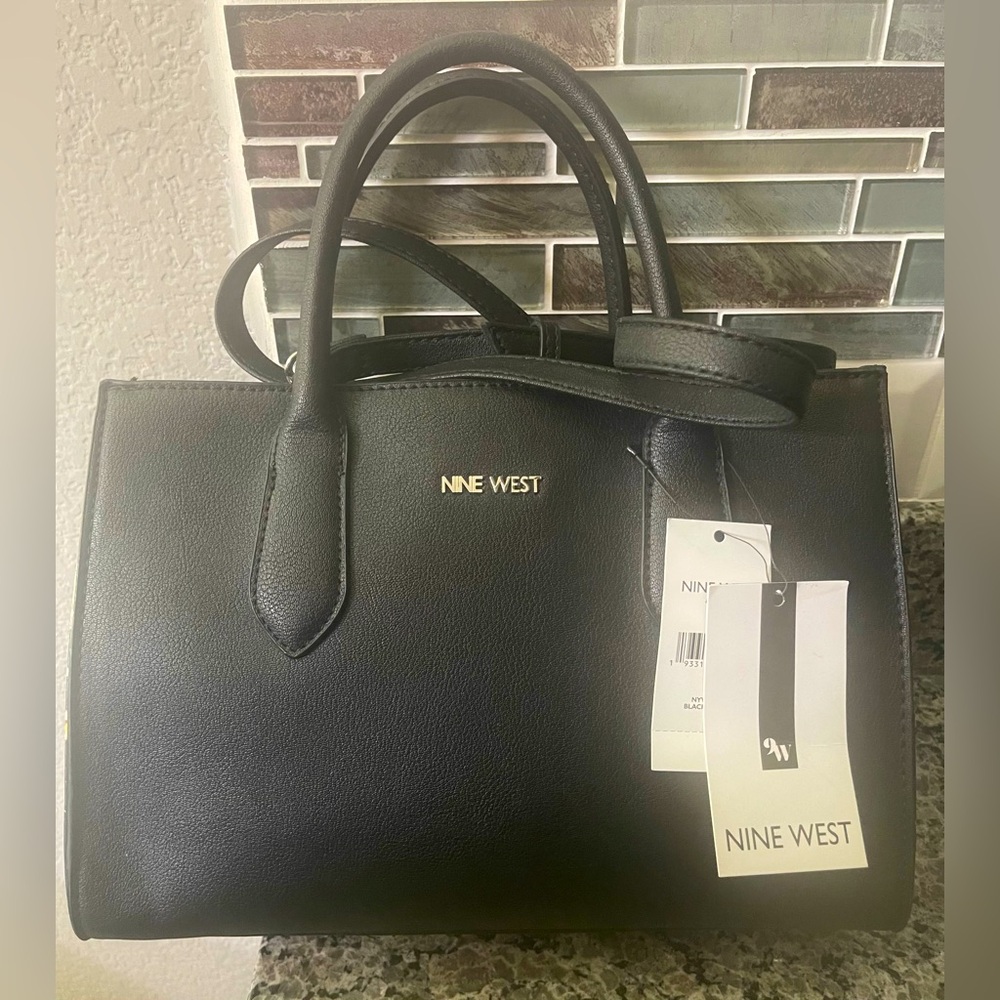 NINE WEST | Black & floral satchel